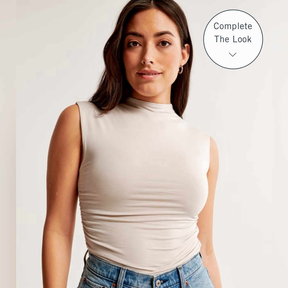 A&F Paloma Top in Light Taupe Abercrombie and Fitch